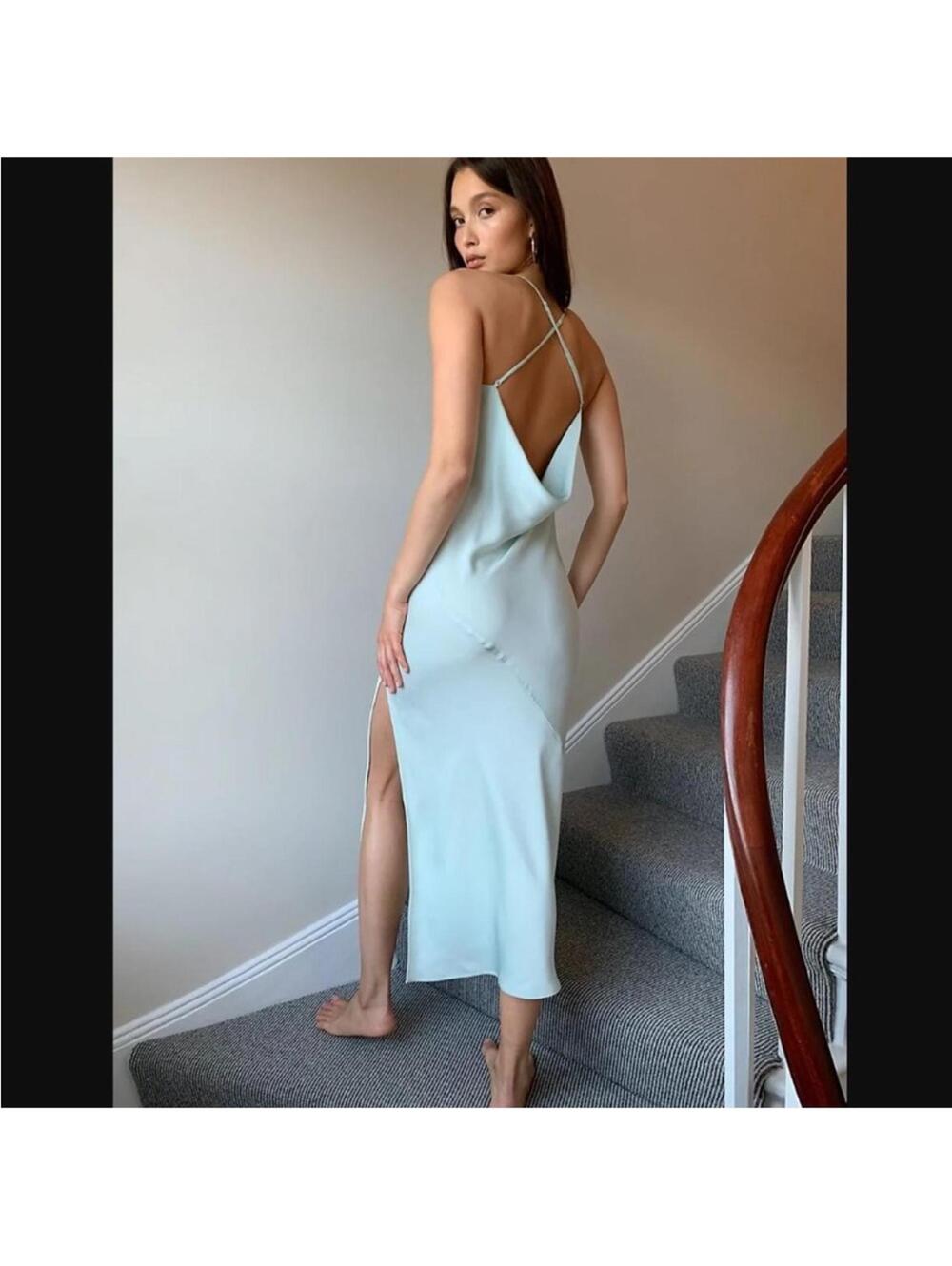 Aritzia Light Mint Slip Maxi Dress